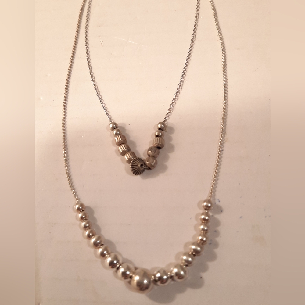 Elegant925 Silver Beaded Necklace Set